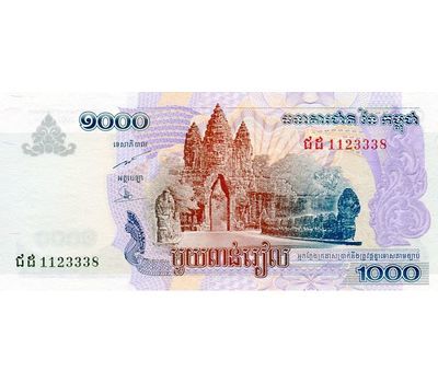  Банкнота 1000 риэлей 2007 «Храмовый комплекс Байон» Камбоджа Пресс, фото 1 