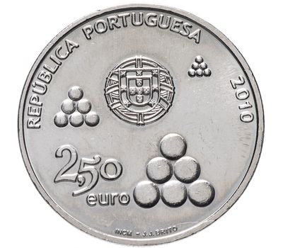  Монета 2,5 евро 2010 «200 лет линии Торреш-Ведраш» Португалия, фото 2 