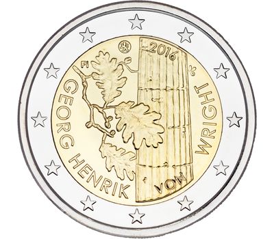  Монета 2 евро 2016 «100 лет со дня рождения Георга Хенрика фон Вригта» Финляндия, фото 1 