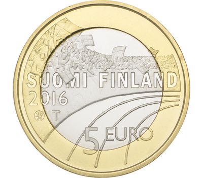  Монета 5 евро 2016 «Катание на лыжах» Финляндия, фото 2 