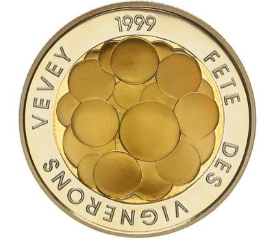  Монета 5 франков 1999 «Винный фестиваль» Швейцария, фото 1 
