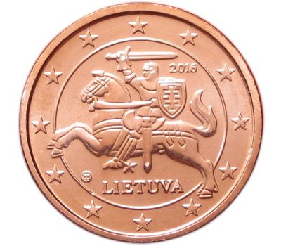  Монета 1 евроцент 2016 Литва, фото 2 