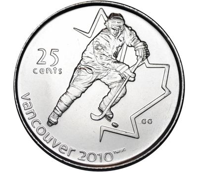  Монета 25 центов 2007 «Хоккей. XXI Олимпийские игры 2010 в Ванкувере» Канада, фото 1 