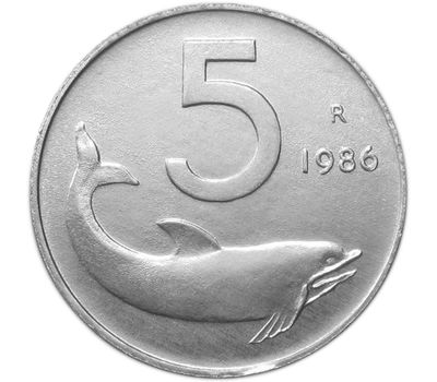  Монета 5 лир 1986 Италия, фото 1 