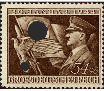  Почтовая марка «11 лет со дня прихода Адольфа Гитлера к власти» Третий Рейх 1944, фото 1 