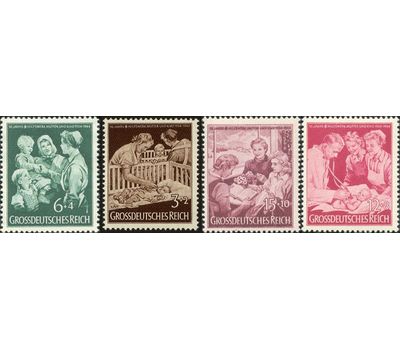  4 почтовые марки «10-лет Организации по оказанию помощи семьям «Мать и дитя» Третий Рейх 1944, фото 1 