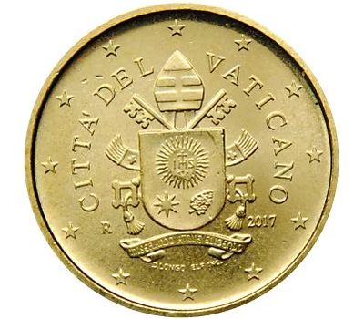  Монета 50 евроцентов 2017 «Герб папы» Ватикан (в коинкарте), фото 1 