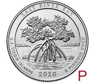  Монета 25 центов 2020 «Солт Ривер Бэй» (53-й нац. парк США) P, фото 1 