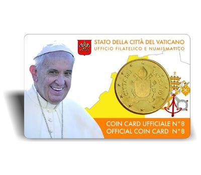  Монета 50 евроцентов 2017 «Герб папы» Ватикан (в коинкарте), фото 3 