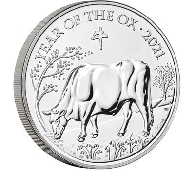  Монета 5 фунтов 2021 «Год Быка» Великобритания (в буклете), фото 2 