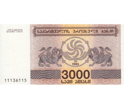  Банкнота 3000 купонов (лари) 1993 Грузия (Pick 45) Пресс, фото 1 