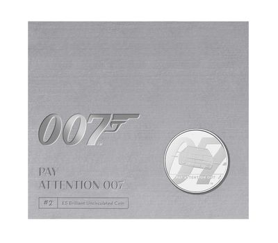  Монета 5 фунтов 2020 «Джеймс Бонд. Агент 007» (монета #2) в буклете, фото 1 