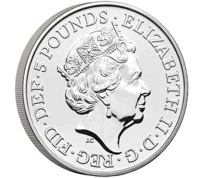  Монета 5 фунтов 2021 «​Белая борзая Ричмонда​» (Звери Королевы) в буклете, фото 3 