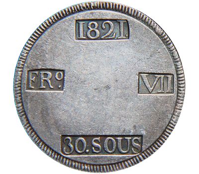  Монета 30 соус 1821 Испания (копия), фото 2 
