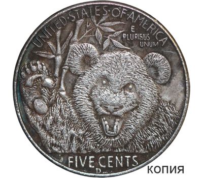  Коллекционная сувенирная монета хобо никель 5 центов 1913 «Медведь» США, фото 1 