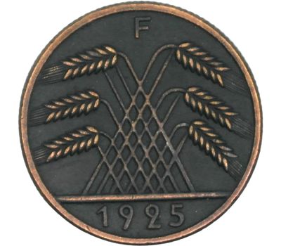  Монета 10 рентных пфеннигов 1925 F Германия (копия), фото 2 