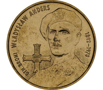  Монета 2 злотых 2002 «Генерал Владислав Андерс» Польша, фото 1 