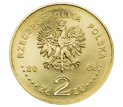  Монета 2 злотых 2008 «400-летие Польского поселения в Северной Америке» Польша, фото 2 