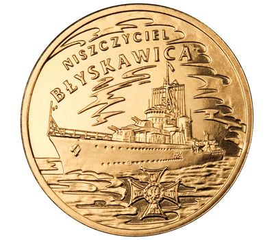  Монета 2 злотых 2012 «Эсминец «Молния» Польша, фото 1 