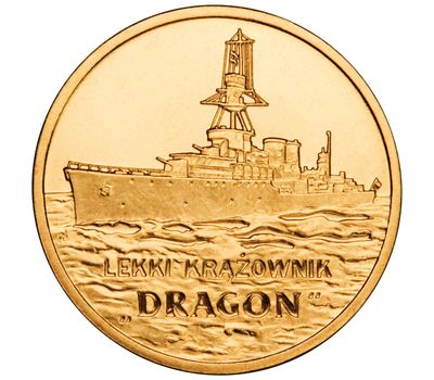  Монета 2 злотых 2012 «Легкий крейсер «Дракон» Польша, фото 1 