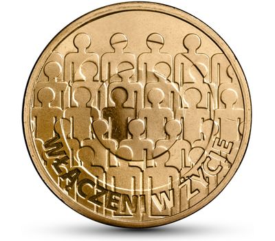 Монета 2 злотых 2013 «50-летие Польской ассоциации умственно отсталых» Польша, фото 1 