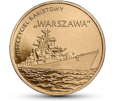  Монета 2 злотых 2013 «Ракетный эсминец «Варшава» Польша, фото 1 