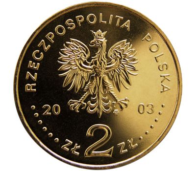  Монета 2 злотых 2003 «150-летие со дня рождения нефтяной и газовой промышленности» Польша, фото 2 