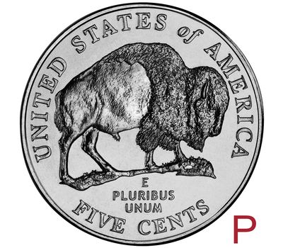  Монета 5 центов 2005 «200 лет экспедиции Льюиса и Кларка — Бизон» США P, фото 1 