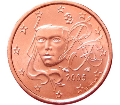  Монета 1 евроцент 2005 Франция, фото 1 