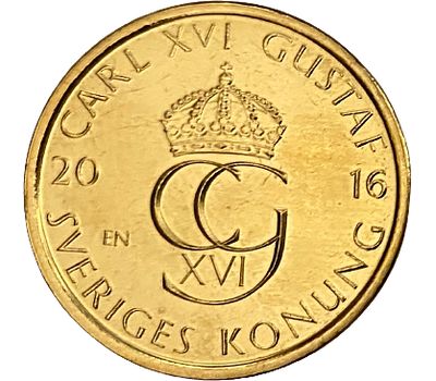  Монета 5 крон 2016 Швеция, фото 1 