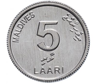  Монета 5 лари 2012 «Рыбы» Мальдивы, фото 2 