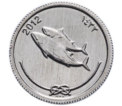  Монета 5 лари 2012 «Рыбы» Мальдивы, фото 1 