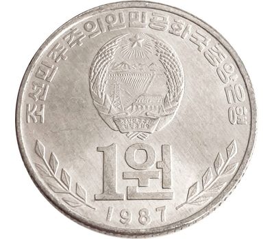  Монета 1 вона 1987 «Дворец учебы» Северная Корея, фото 2 