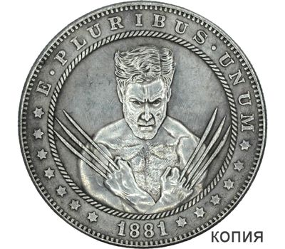  Коллекционная сувенирная монета хобо никель 1 доллар 1881 «Росомаха» США, фото 1 