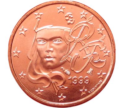  Монета 1 евроцент 1999 Франция, фото 1 