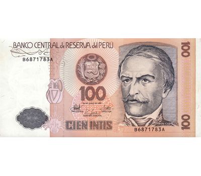  Банкнота 100 инти 1987 Перу (Pick-133) Пресс, фото 1 