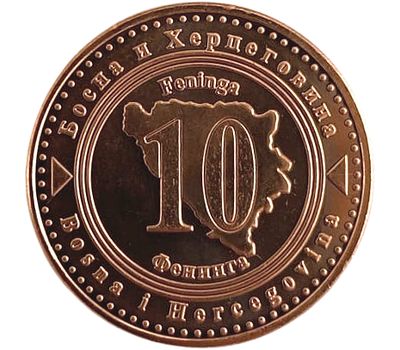 Монета 10 фенингов 2011 Босния и Герцеговина, фото 2 