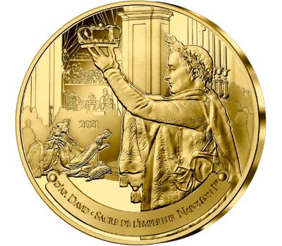 Монета 1/4 евро 2021 «200 лет со дня смерти Наполеона I. Лувр» Франция, фото 1 