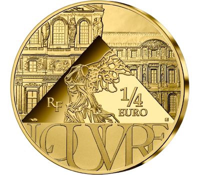  Монета 1/4 евро 2021 «200 лет со дня смерти Наполеона I. Лувр» Франция, фото 2 