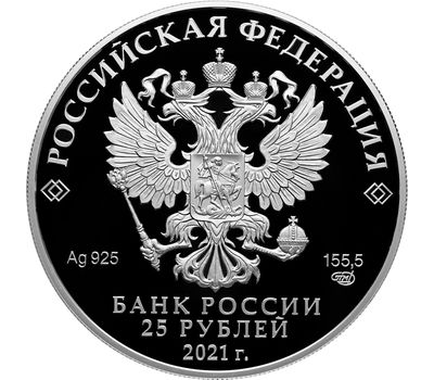  Серебряная монета 25 рублей 2021 «60-летие первого полета человека в космос», фото 2 