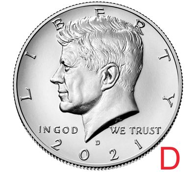  Монета 50 центов 2021 «Джон Кеннеди» США D, фото 1 