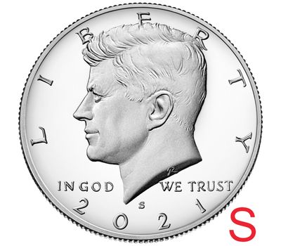  Монета 50 центов 2021 «Джон Кеннеди» США S, фото 1 