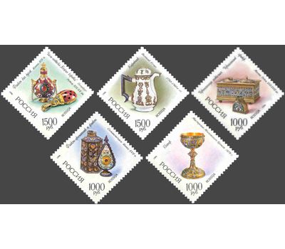  5 почтовых марок «Русская эмаль XVII-XX вв. в собрании Государственного Эрмитажа» 1996, фото 1 