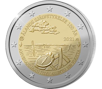  Монета 2 евро 2021 «100-летие самоуправления в Аландском регионе» Финляндия, фото 1 