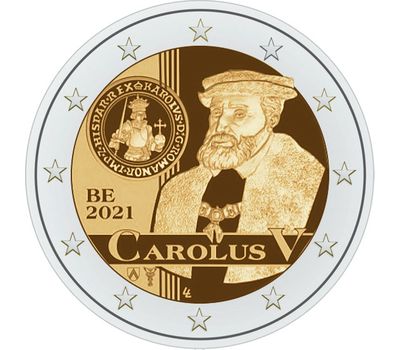  Монета 2 евро 2021 «500 лет выпуска монет Карла V» Бельгия, фото 1 