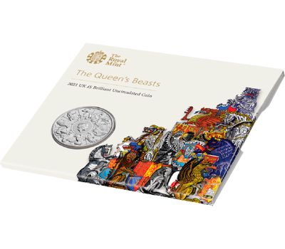  Монета 5 фунтов 2021 «Звери Королевы» в буклете, фото 1 