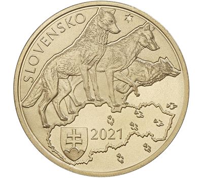  Монета 5 евро 2021 «Хищный волк» Словакия, фото 1 