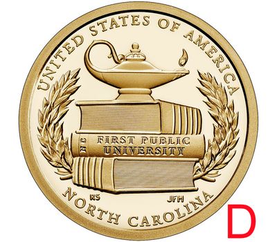  Монета 1 доллар 2021 «Первый государственный университет. Северная Каролина» D (Американские инновации), фото 1 
