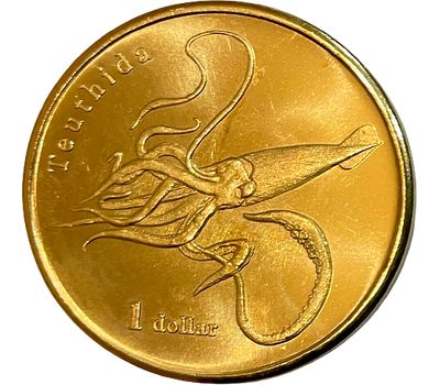  Монета 1 доллар 2021 «Кальмар» Остров Муреа, фото 1 