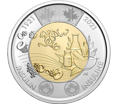  Монета 2 доллара 2021 «Открытие инсулина» Канада, фото 1 